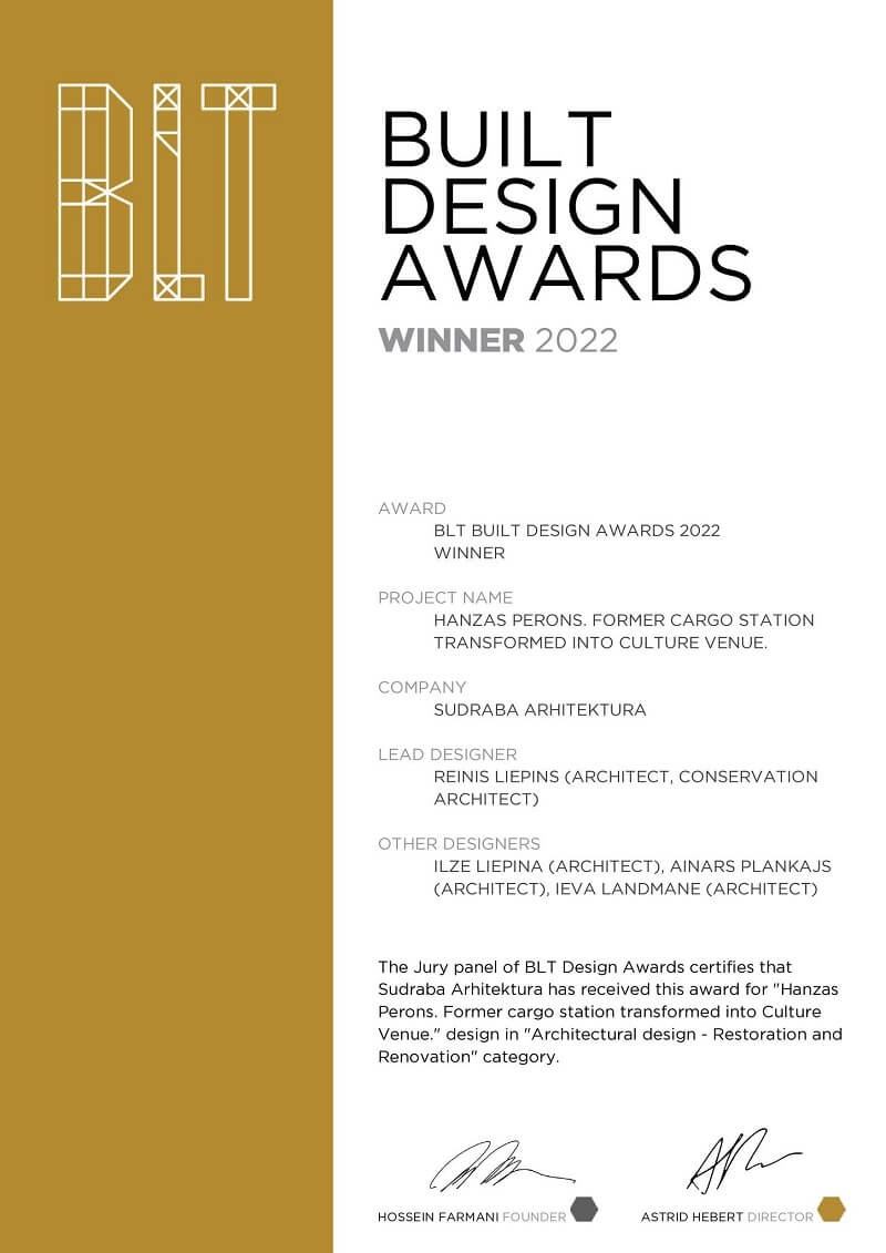 Hanzas Perons iegūst balvu Built Design Awards